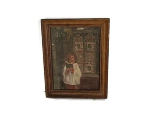 Piccolo quadro miniatura su tela antico coro ragazzo in chiesa splendido 1800 - Foto 1 di 6