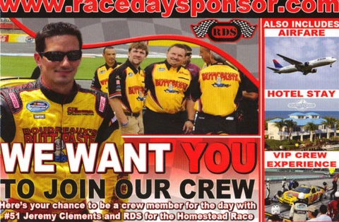 2011 JEREMY CLEMENTS "RACE DAY SPONSOR" NASCAR ARCA SERIES POSTCARD Cover