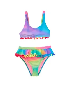 Beach Lingo 2Pc Ruffle Bra & High-Waist Bottom Swim Set - Picture 1 of 3