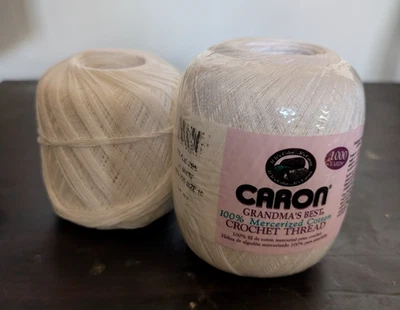 2 hilos de ganchillo Caron Grandma's Best Mercerized talla 10 #295 blanco 1000 yardas Foto 1 de 4
