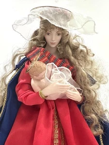 Bambola porcellana vintage 1988 Franklin cimelio Madonna "Madre con bambino" alta 20 - Foto 1 di 8
