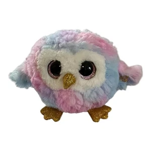 Pastell Regenbogen Eule weich Plüsch Stofftier Glitzer Augen flauschig musikalisch - Bild 1 von 4