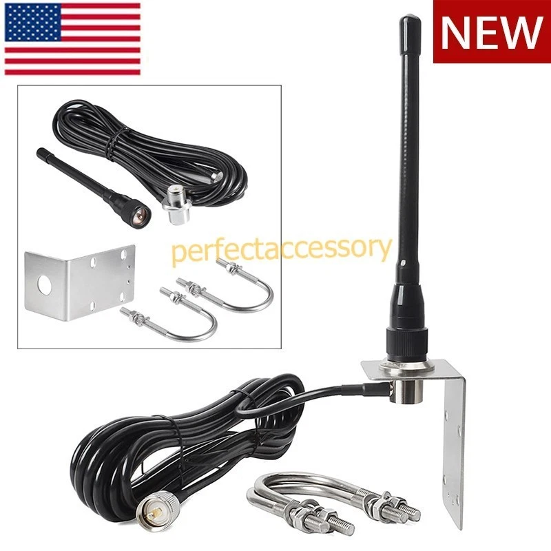 УКВ морской антенны низкий профиль 156-163 МГц 16,4 фута RG58 коаксиальный кабель PL259 разъем - Изображение 1 из 4