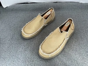 Crocs Santa Cruz Loafers Men’s 12 Tan Frayed Canvas Slip-on Casual Shoes 10128 - Picture 1 of 8
