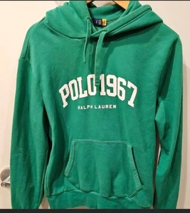 Polo Ralph Lauren uomo 1967 ATHL DEPT piccola felpa con cappuccio verde usata in ottime condizioni - Foto 1 di 4