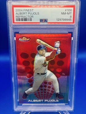 2004 Topps Finest Refractor #100 Albert Pujols Cardinals HOF POP 2 PSA 8 - Image 1 of 2
