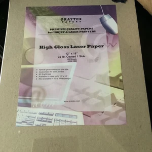 Graytex Papers 12 x 18" bianco lucido, per stampanti inkjet/laser, 100 fogli 32 libbre - Foto 1 di 1