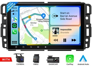 OBD+DVR+CAM+ Android 14 Car Stereo Radio GPS CarPlay For GMC Yukon Sierra Acadia - Picture 1 of 23