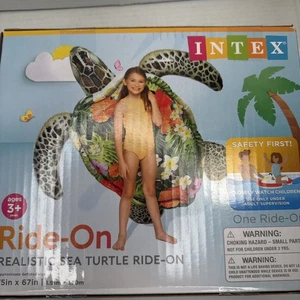 Intex 57555EP 75 inch Realistic Sea Turtle Swimming Pool Inflatable Ride On - Picture 1 of 5