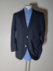 Vintage 40R Brooks Brothers 3 Roll 2 Navy Hopsack Gold Button Blazer Sport Jacke - Bild 1 von 17