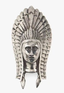 925 Sterling Silver Native American Indian Chief Full Headdress Pendant - Picture 1 of 9