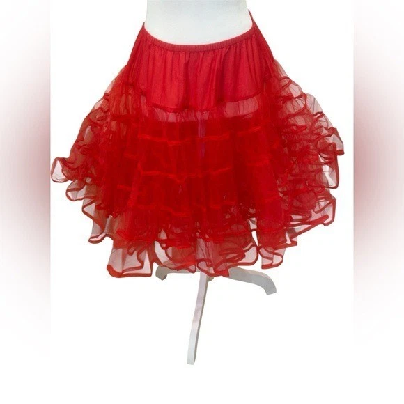 LEG AVENUE Enagua roja vibrante con volantes crinolina 13” W x 22” L Foto 1 de 4