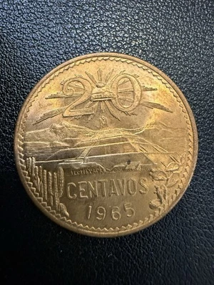 Moneda de 20 centavos de latón México 1965 #F1315 Foto 1 de 2
