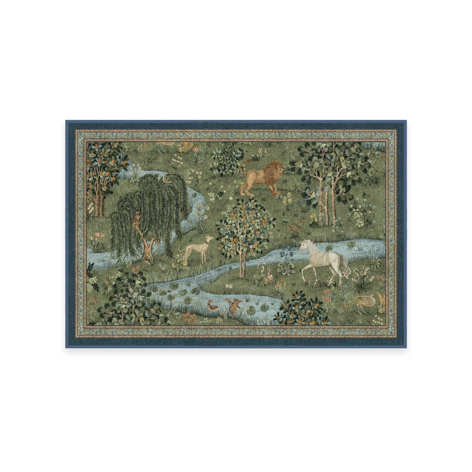 x Morris & Co моющийся небольшой ковер — сова и ива зеленый 2x3, грязеотталкивающий, без... - Изображение 1 из 4