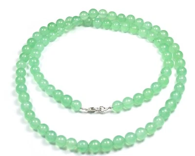 Collar hecho a mano unisex con cuentas de piedras preciosas redondas lisas aventurina verde de 8 mm 20" Foto 1 de 4