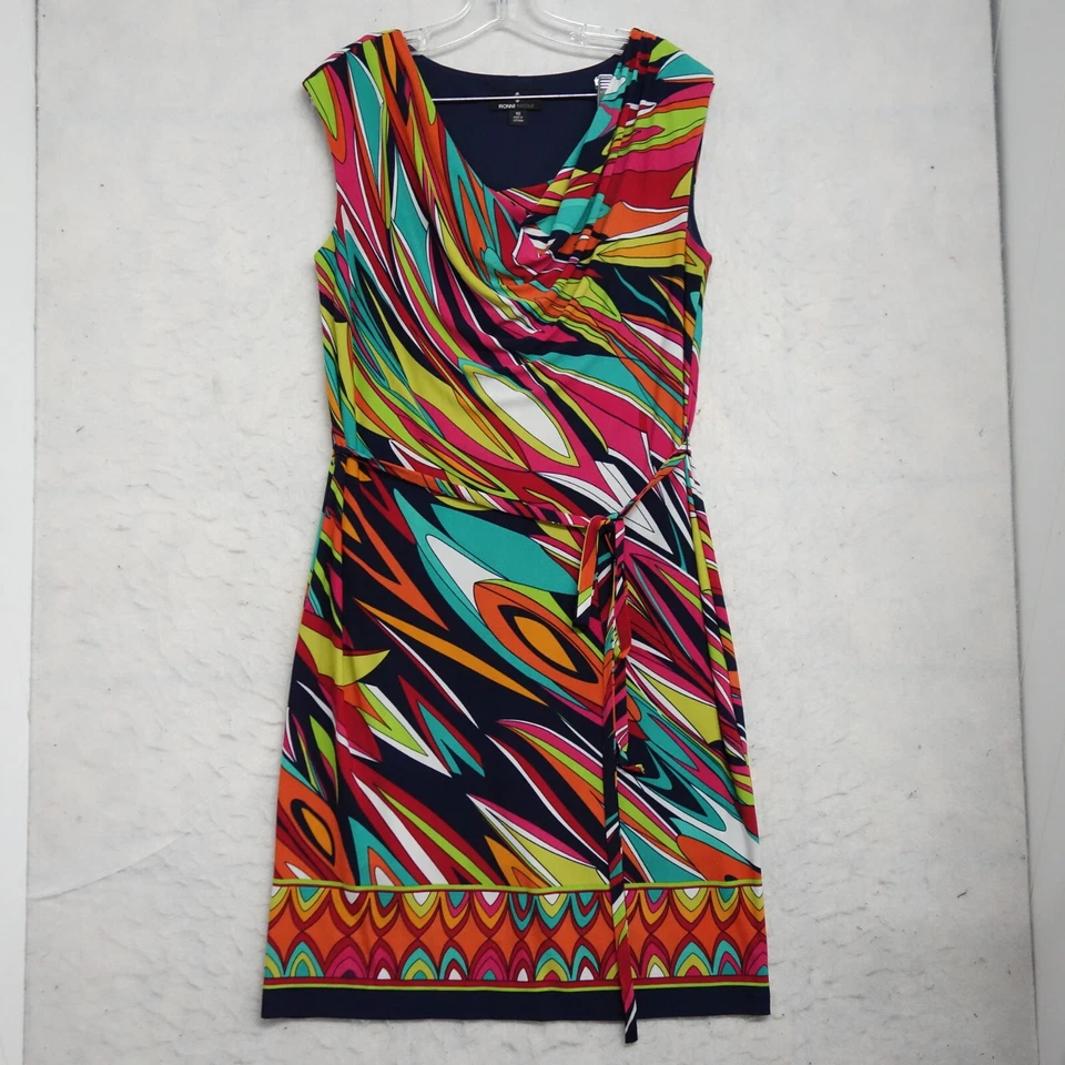 Vestido Vaina Ronni Nicole Mujer Talla 10 Multicolor Abstracto Sin Mangas Poliéster Foto 1 de 4