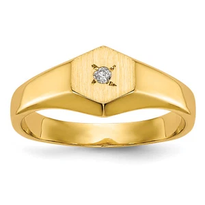 Avariah 14k Yellow Gold AA Diamond Open Back Signet Ring - Ring Size 3.0 - Picture 1 of 7