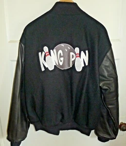 GOLDEN BEAR "A BEAR FOR WEAR" SCHWARZE LEDER-/WOLLMISCHUNG COLLEGE-JACKE GRÖSSE LARGE - Bild 1 von 5