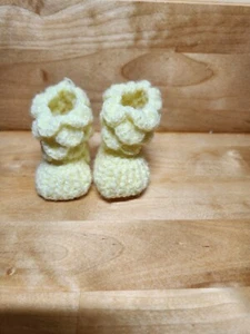 Yellow Preemie Baby Booties - Picture 1 of 9