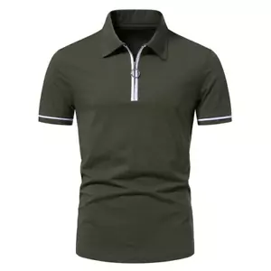 Men's Causal Cotton Polo Shirt Luxury Business Golf Shirt Mens Green Tee Top - Picture 1 of 3