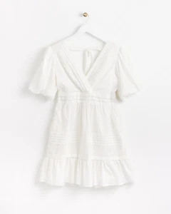 New OLIVER BONAS Ivory White V-NECK MINI Dress SUMMER Size UK 14 RRP £75 - Picture 1 of 4