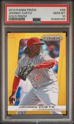 Panini Prizm Johnny Cueto 2013 #/10 Gold Cincinnati Reds #68 PSA 10 gemas como nuevo Foto 1 de 2