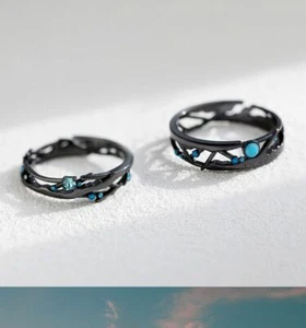 Sterling Silver Cubic Zirconia Wedding Ring Set Rings Vintage Couple Jewelry 925 - Picture 1 of 15