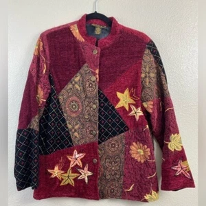 Giacca blazer vintage Alex Kim donna taglia media ricamata patchwork nonna - Foto 1 di 15