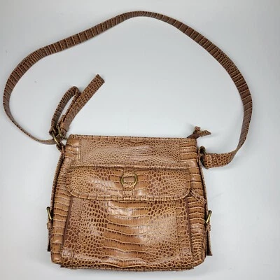 Coldwater Creek Brown Faux Crocodile Leather Purse Shoulder Bag Crossbody - Image 1 of 4