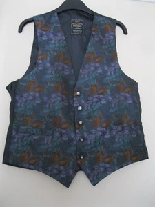vtg C&A Waistcoat M multicolour floral, pockets, 5 buttons, 20" pit Browns CANDA - Picture 1 of 5