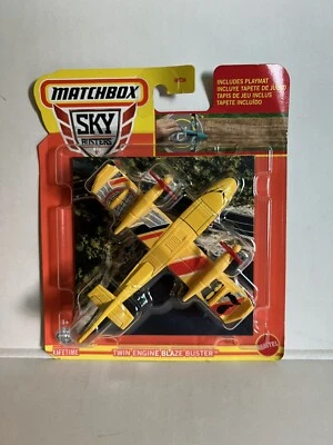 Matchbox Skybusters 2023 Twin Engine Blaze Buster Plane 16/32 Yellow - Image 1 of 4