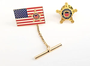 SECRET SERVICE Lapel Pin Lot of 2 - Star Flag Department of the Treasury - Star - Picture 1 of 5