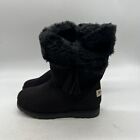 Makalu Iceland Youth Size 2M US Black Faux Leather Round Toe Faux Fur Boots