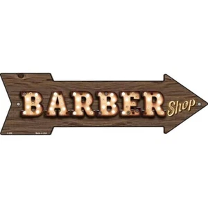 Barber Shop Bulb Letters Metal Arrow Sign  Directional 17" x 5" Wall Decor - Picture 1 of 1
