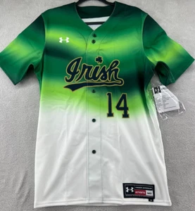Notre Dame Irish Jersey Mens Medium Baseball #14 Green Throwback Pullover - Picture 1 of 10