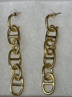 J Crew Signature Gold Link Earrings Dangle Statement Foto 1 de 4