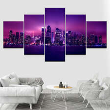 New York City Panoramic NYC USA Skyline Cityscape Framed 5 Piece Canvas Wall Art