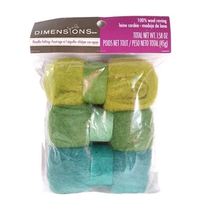 Dimensions Feltworks Roving Trio Pack 1.58oz Blue & Green NEW/SEALED - Picture 1 of 2