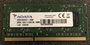 ADATA 2GB SO-DIMM DDR3L 1600 2GX8 1.35V ADDS1600C2G11-BSSF RAM LAPTOP MEMORY - Picture 1 of 3