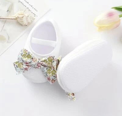 White Floral Bow Round Toe Shoes - Breathable Soft Bottom (NWT) - Image 1 of 2