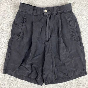 Tommy Bahama Shorts Womens 4 Black Pure 100% Silk Baggy 6" Preppy Beach Boho - Picture 1 of 8