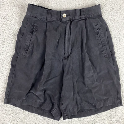 Tommy Bahama Shorts Womens 4 Black Pure 100% Silk Baggy 6" Preppy Beach Boho - Image 1 of 4