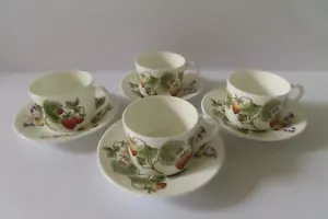 4 Coalport Strawberry & Butterfly Cup & Saucer Sets - Mint - 3 Sets Available - Picture 1 of 8