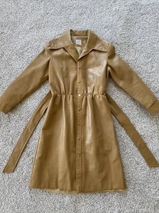 Vintage Damen Neusteters Vinyl Leder Mantel Jacke Braun Größe 12 - Bild 1 von 14
