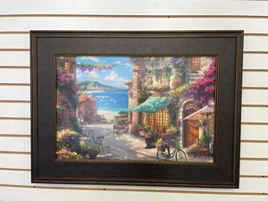 Thomas Kinkade " Italian Cafe " Signed & Numbered LE Canvas 18 x 27 EP Edition - Picture 1 of 4