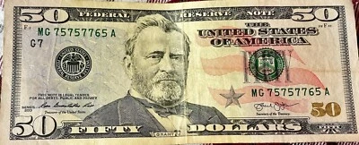 2013 Trinary Fancy Serial Number $50 Dollar Bill - Image 1 of 2