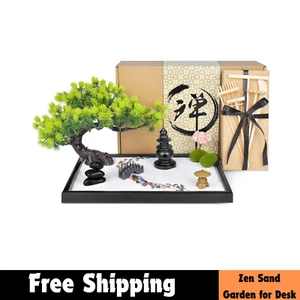 Japanese Zen Sand Garden for Desk - Home, Office Desk Accessories - Bamboo Craft - Picture 1 of 13