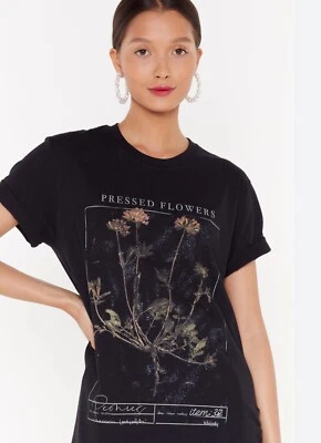 Nasty Gal女式黑色棉质T恤“压花”M — 第 1/4 张图片