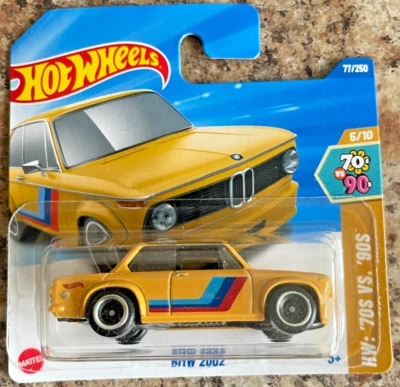 HOT WHEELS BMW 2002 SALOON YELLOW HW 70S VS 90S 1:64 MINT ON CARD 112 - Image 1 of 3