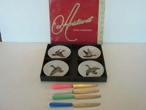 Aristocrat Cheese Plate and Knife Set Ducks Mallard Boxed Set Vintage 7” - Picture 1 of 7